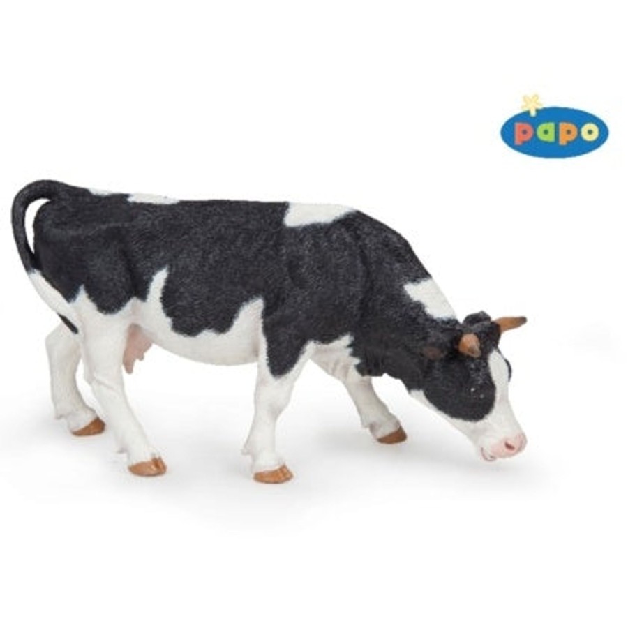 Farm Toys Papo | Papo Black And White Grazing Cow