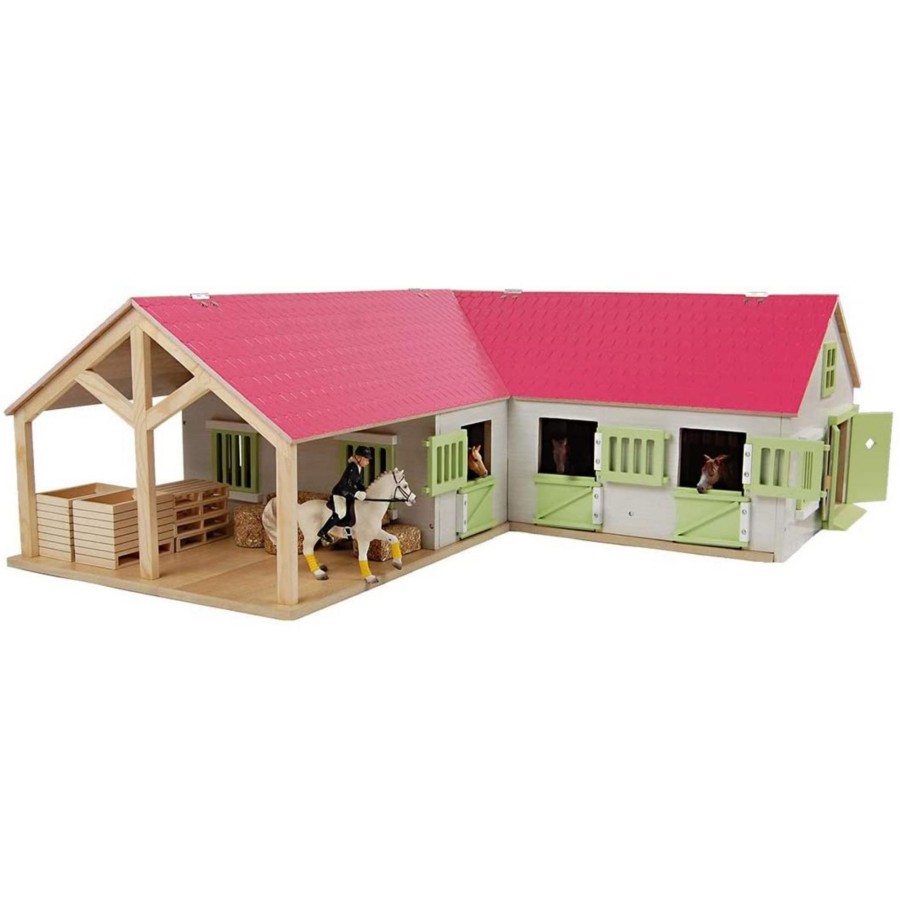 Horse Toys Kids Globe | Pink Horse Stable With Storage Boxes & Wash Box