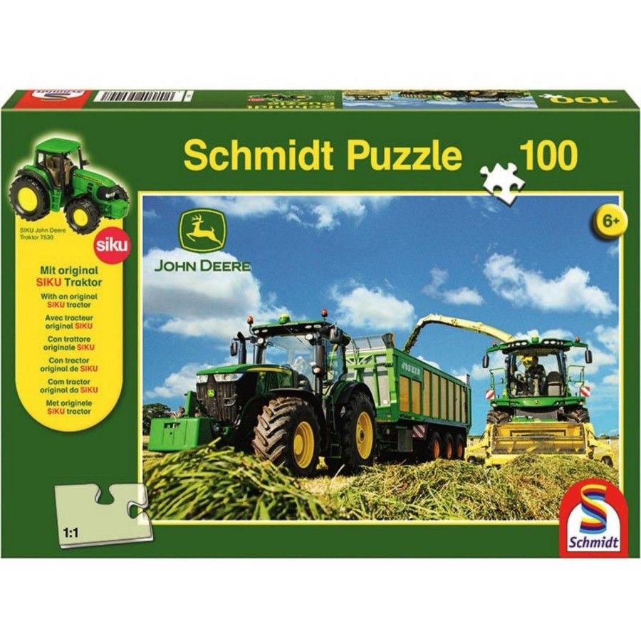 Farm Toys Schmidt | John Deere Tractor & Forage Harvester Puzzle 100 Pcs & Play Set