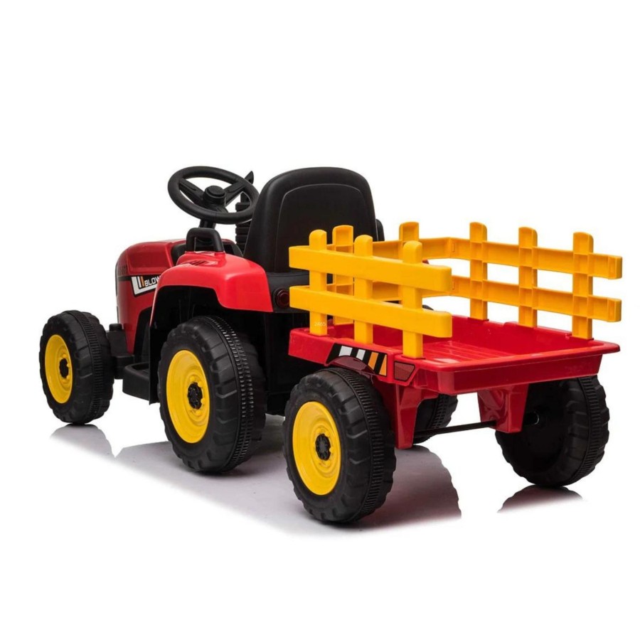 Outdoor Toys Farm Toys Online | Red 12V Electric Ride On Tractor & Trailer