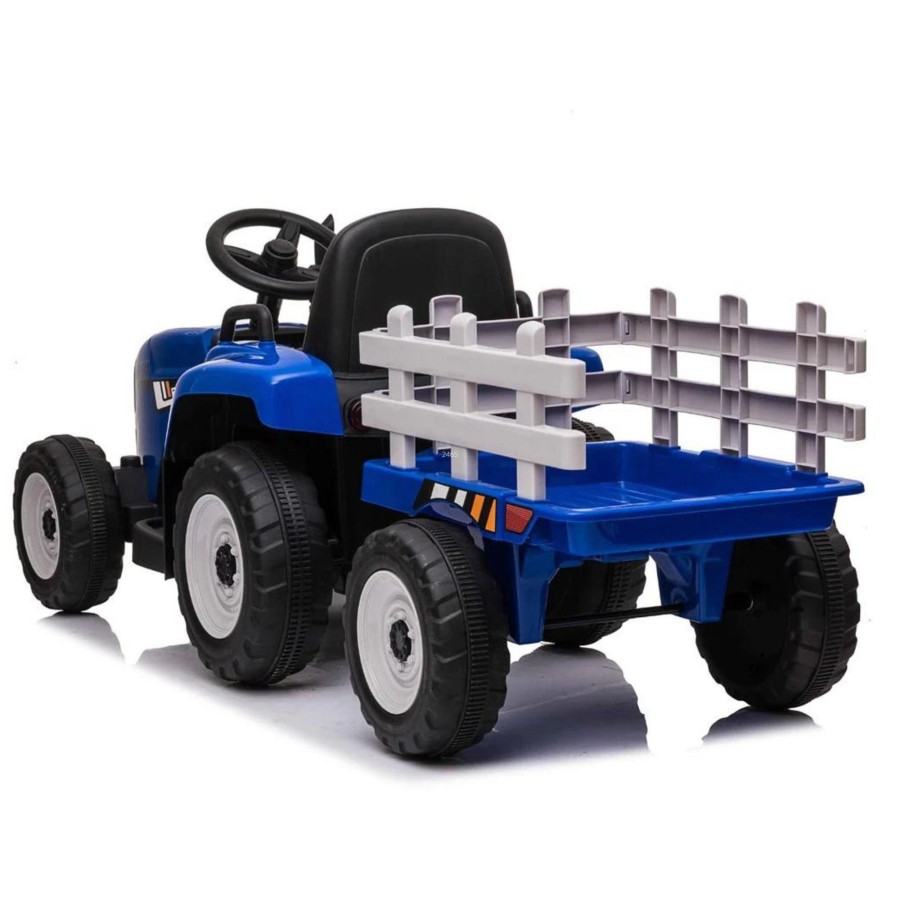 Outdoor Toys Farm Toys Online | Blue 12V Electric Ride On Tractor & Trailer