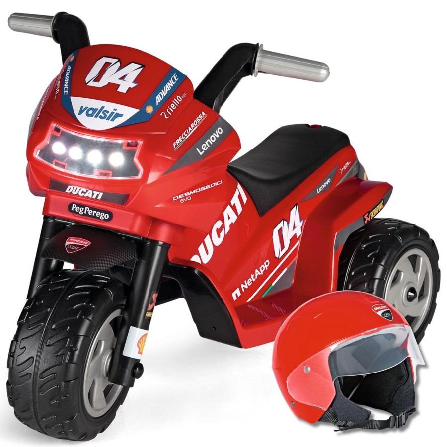 Outdoor Toys Peg Perego | Mini Ducati Electric Motorbike With Helmet