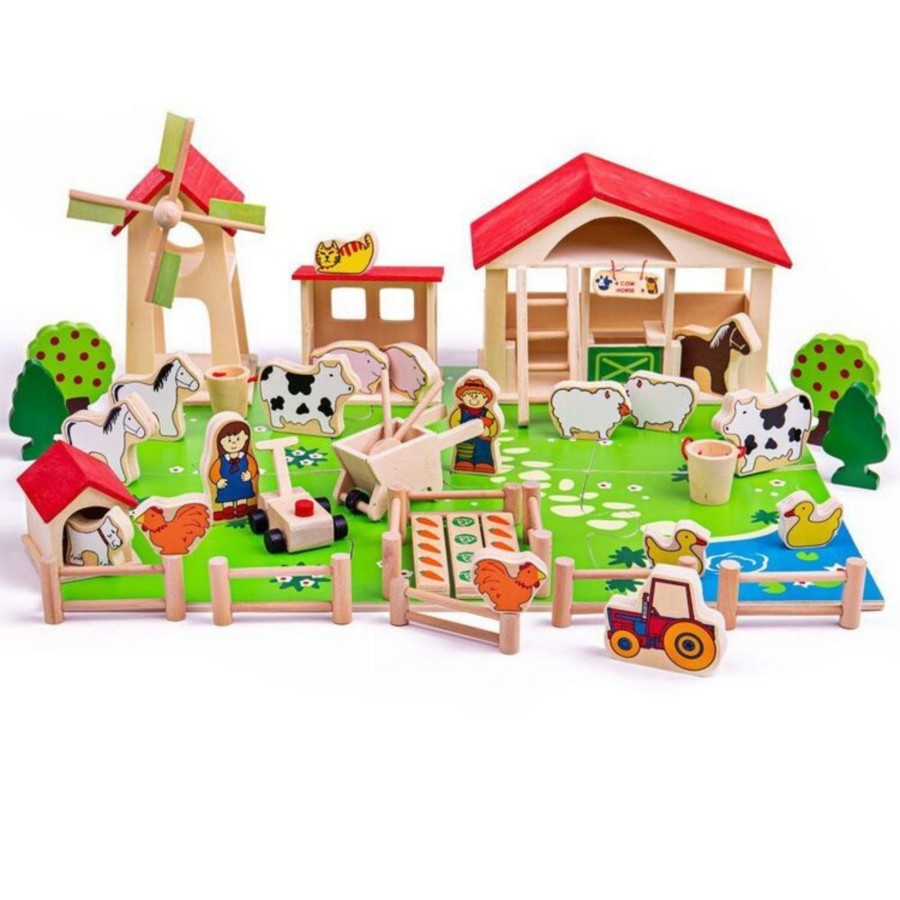 Farm Toys Bigjigs | Wooden Play Farm Set