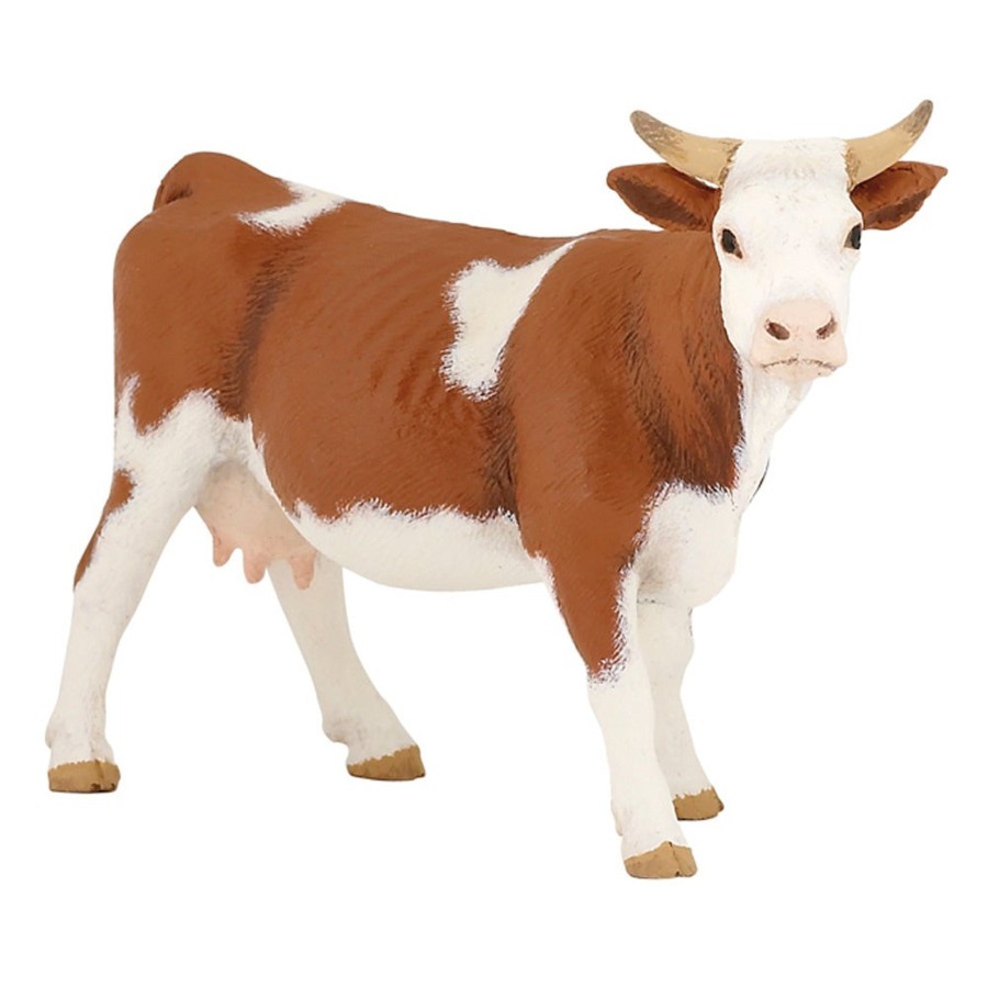 Farm Toys Papo | Papo Brown & White Simmental Cow