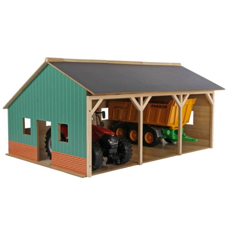 Farm Toys Kids Globe | Wooden Farm Shed For 3 Tractors