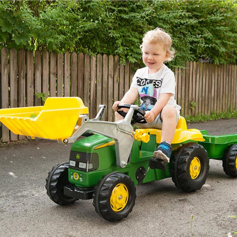 Outdoor Toys Rolly Toys | John Deere Rolly Kid Tractor & Trailer With Frontloader