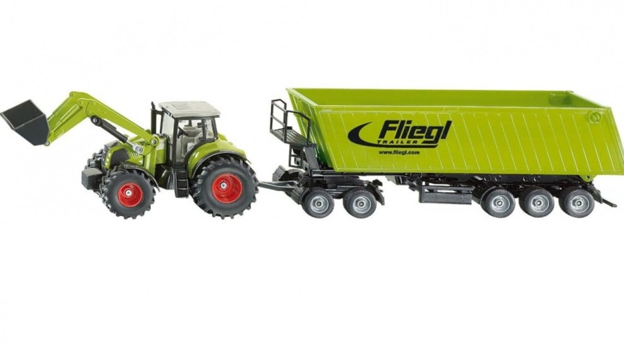 Farm Toys Siku | Claas Axion Tractor With Frontloader & Trailer