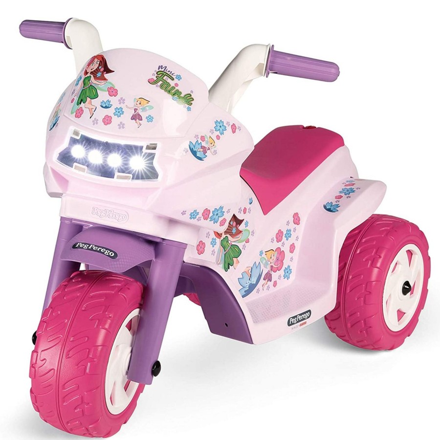 Outdoor Toys Peg Perego | Mini 6V White & Pink Electric Motorbike